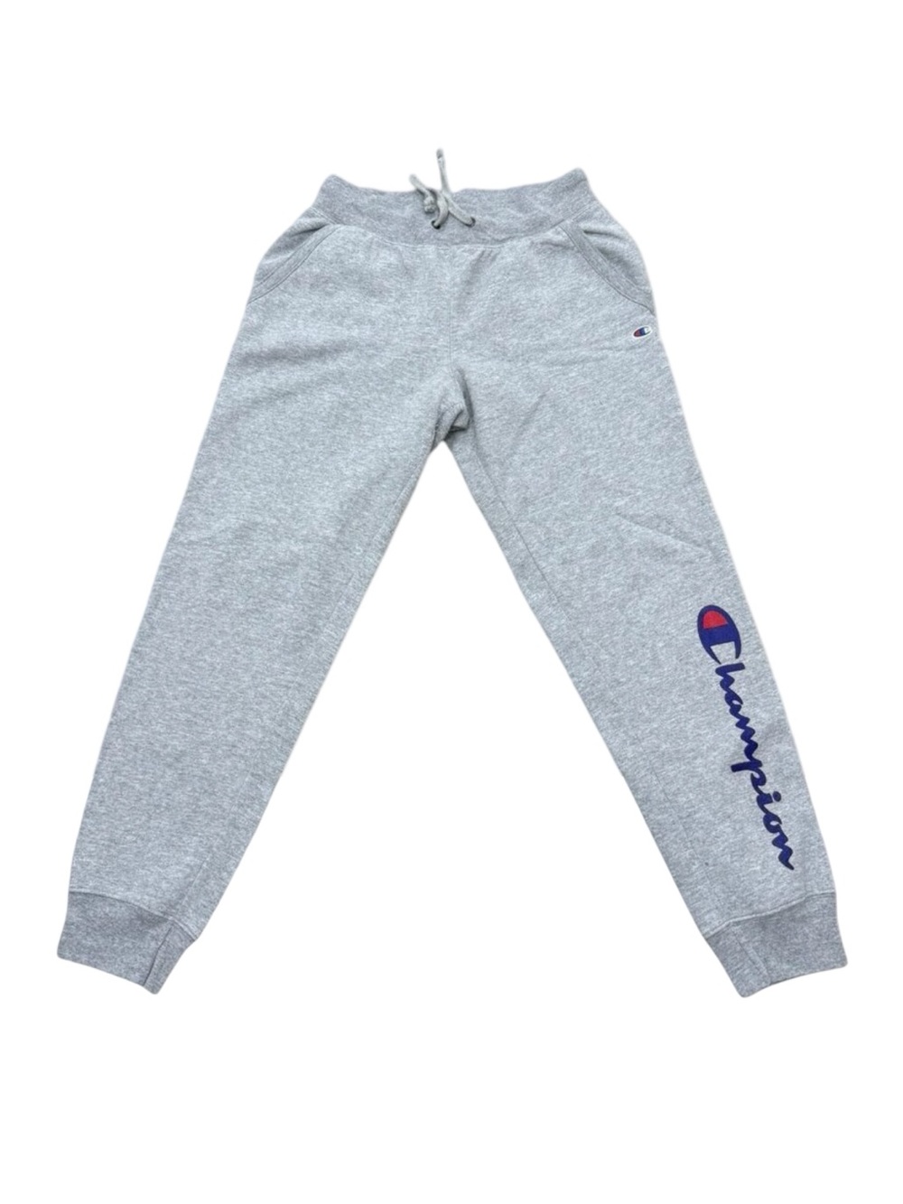 Men’s Champion Script Logo Sweatpants Grey Heather Joggers 2010s